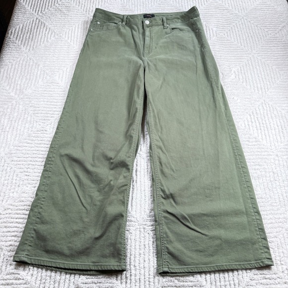 Quince Denim - Quince Bella Wide Leg Jeans Womens 33 Loden Green Stretch High Rise Denim Olive
